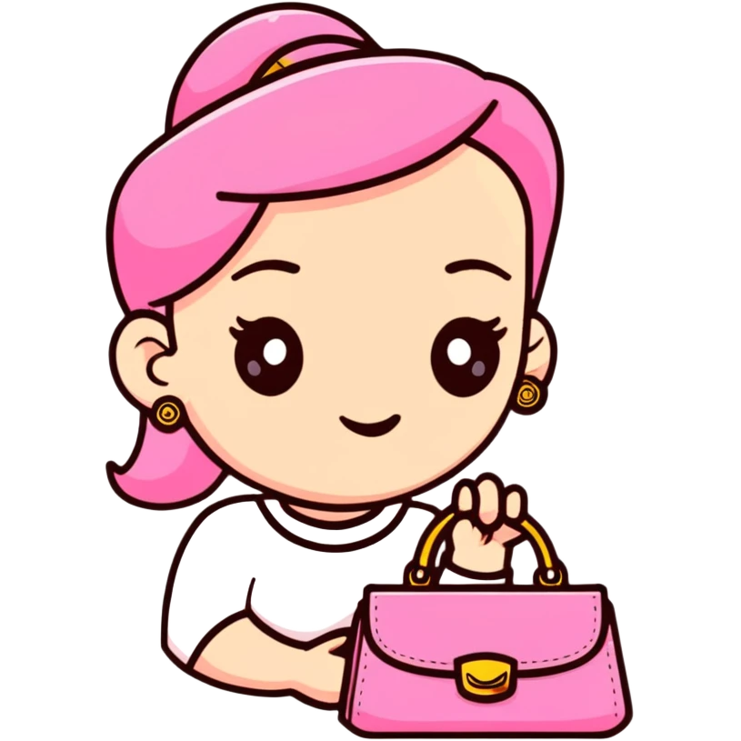 woman with gold earrings holding a pink purse emoji