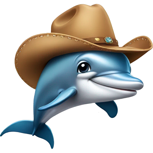 Dolphin wearing cowboy hat emoji
