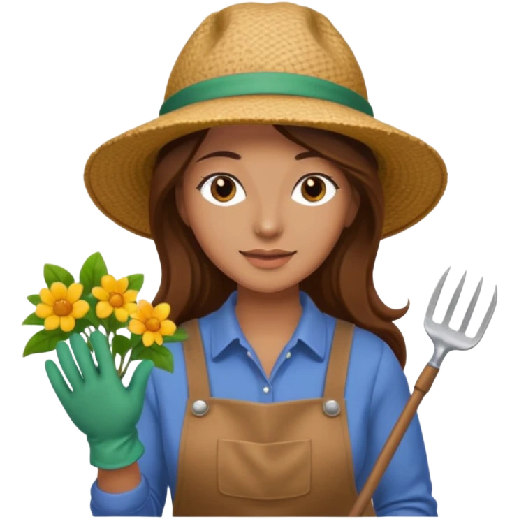long brown hair woman Gardening emoji