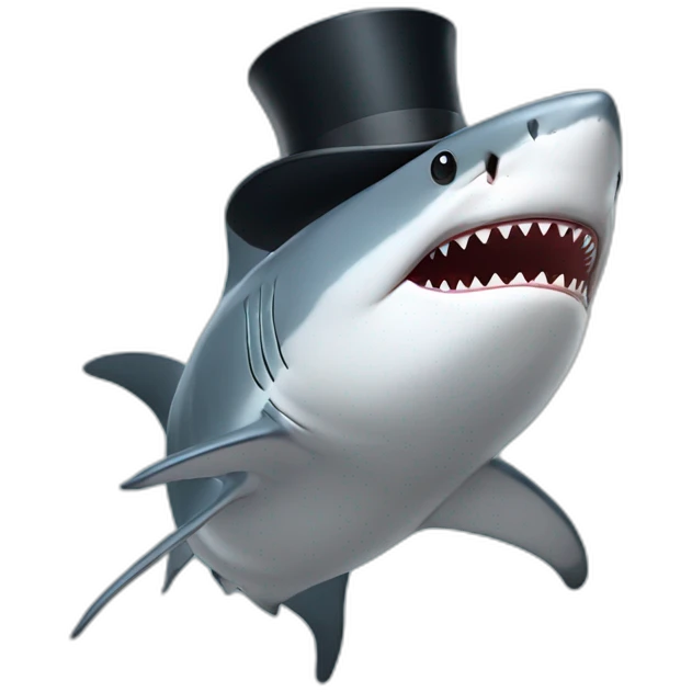 Shark with a top hat emoji