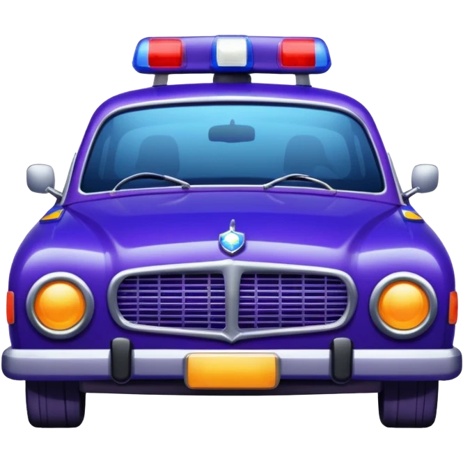 Car police flashing light in dark purple and dark blue tones. The style is realistic, a little vintage emoji