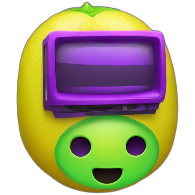 Lemon green and purple neon Videomaker emoji