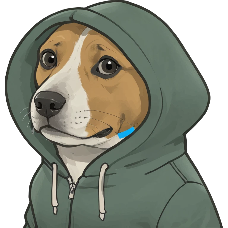 Dog wearing a hoodie  emoji
