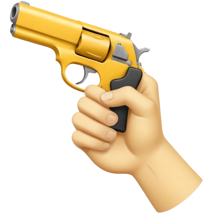 A yellow hand imititing a gun by joing two fingers emoji