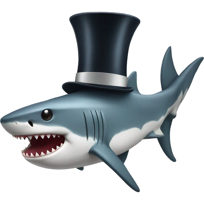 Shark with a top hat emoji