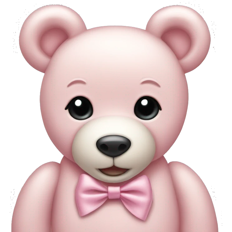 light pink teddy bear with bow  emoji