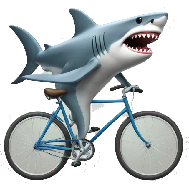 Shark riding a bicycle emoji