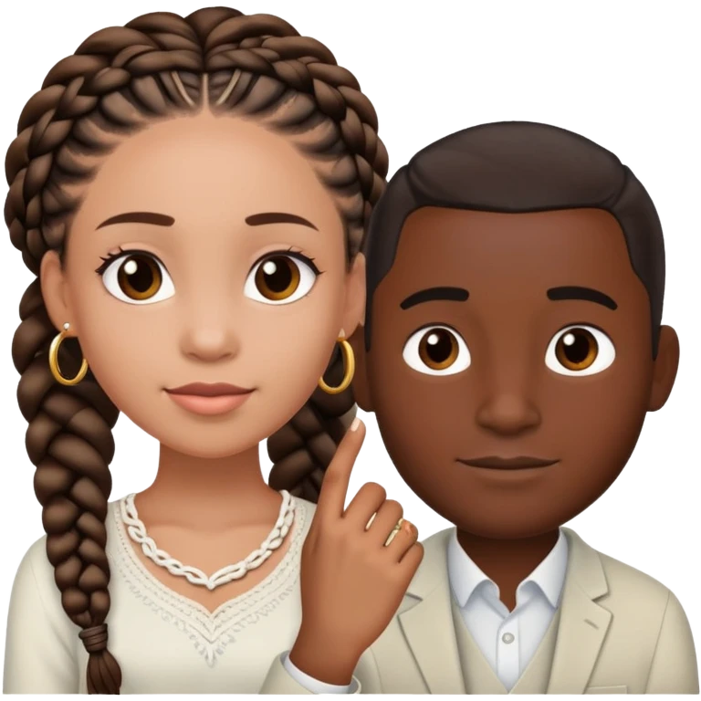 lighter black girl with braids w her darkskin man with her visible wedding ring   emoji