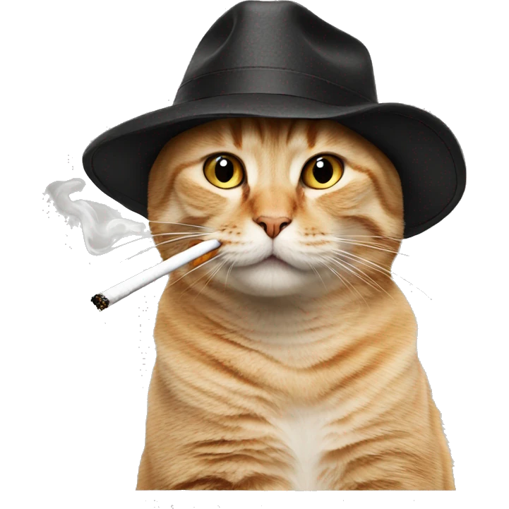 cat wearing a hat and smoking cigarette emoji