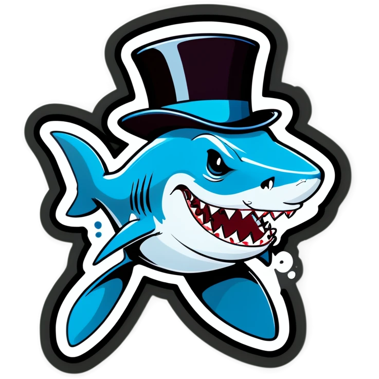 Shark with a top hat emoji