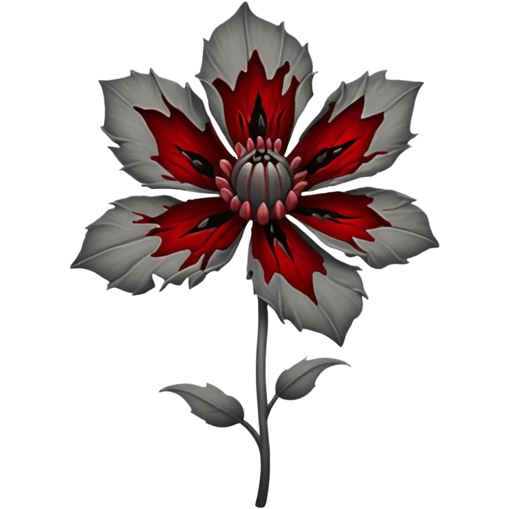 Grey creepy flower with red and blood on inside emoji