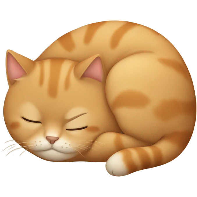 Fat light brown cat sleeping emoji