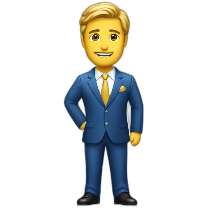 Posh-man-with-blue-suit-offering-goldbar emoji
