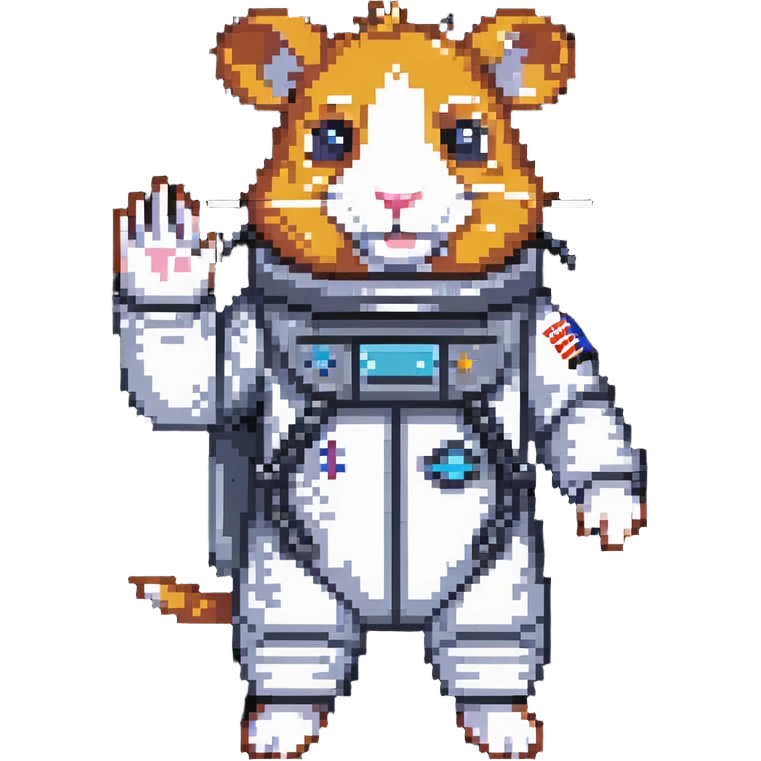 space hamster in a spacesuit waving his hand emoji