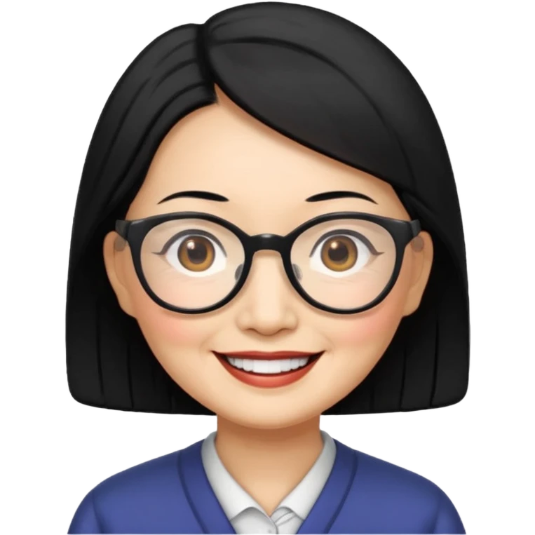 black hair Elder asian woman with glasses emoji