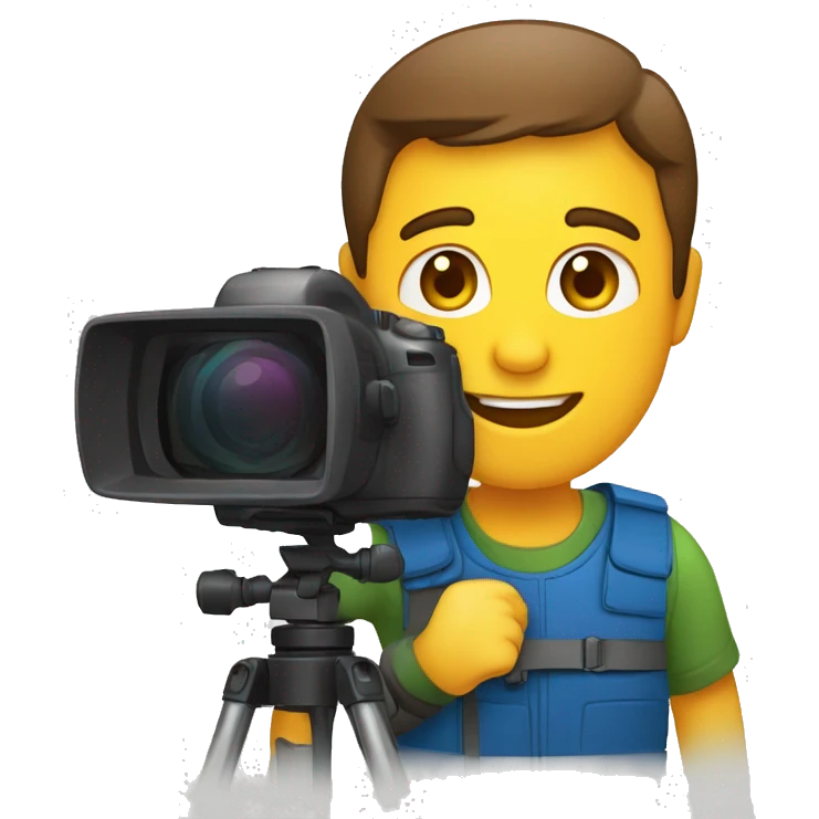 vidéaste tenant un stabilisateur et une caméra en main emoji