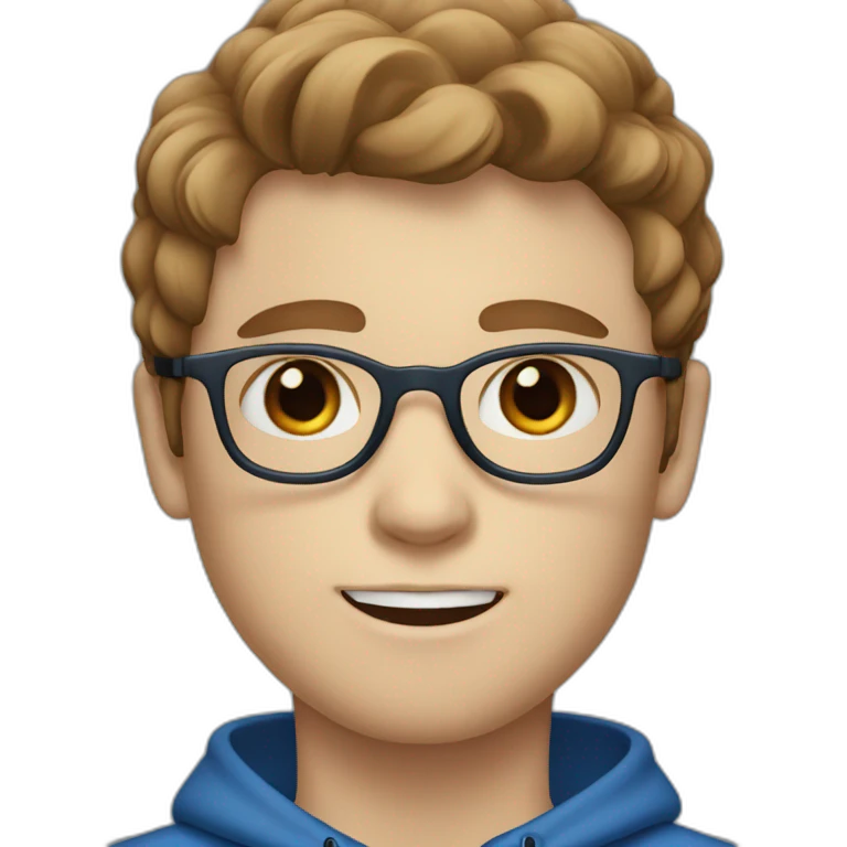 White boy with blue eyes with glasses with brown hair emoji