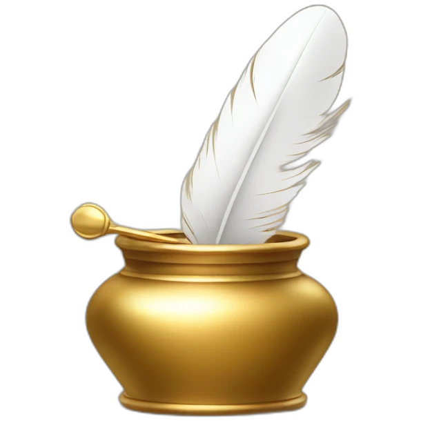 gold inkpot white feathers emoji
