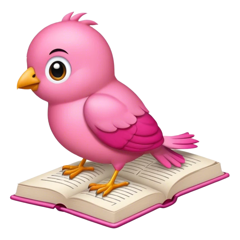 passaro rosa escrevendo um livro emoji