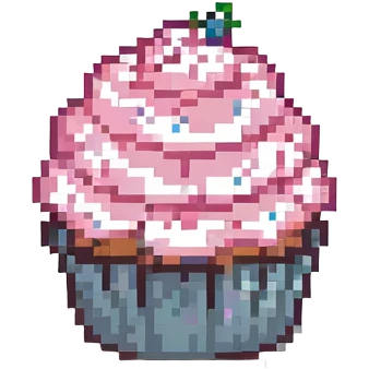 A cupcake with pink icing emoji