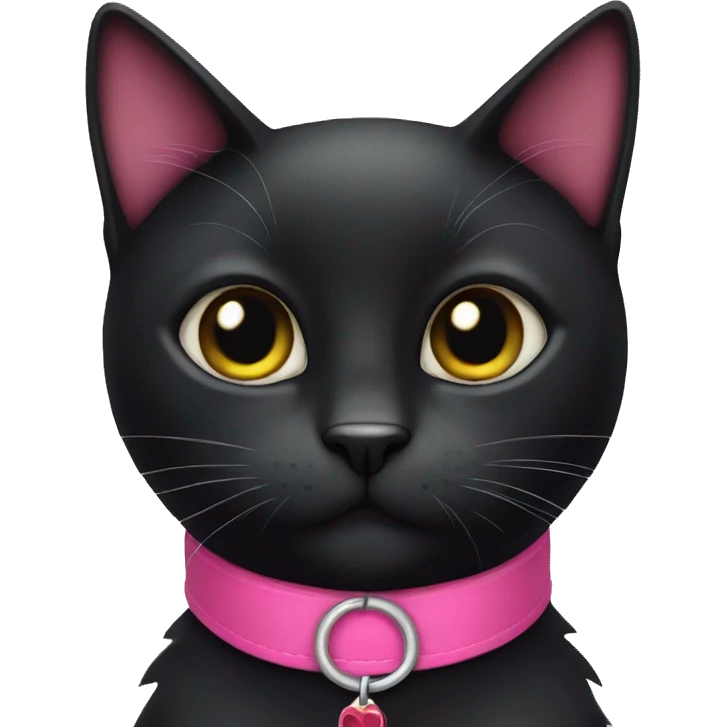 Black cat with a pink collar emoji
