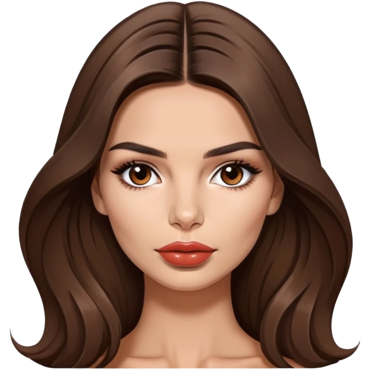 Emily Ratajkowski, model with long brown hair and full lips emoji