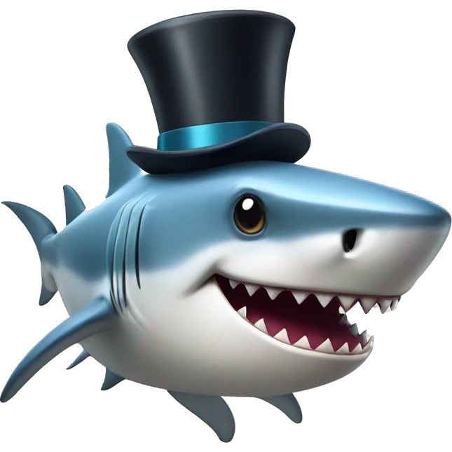 Shark with a top hat emoji