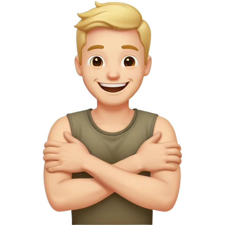 arms crossed holding neck laughing guy emoji