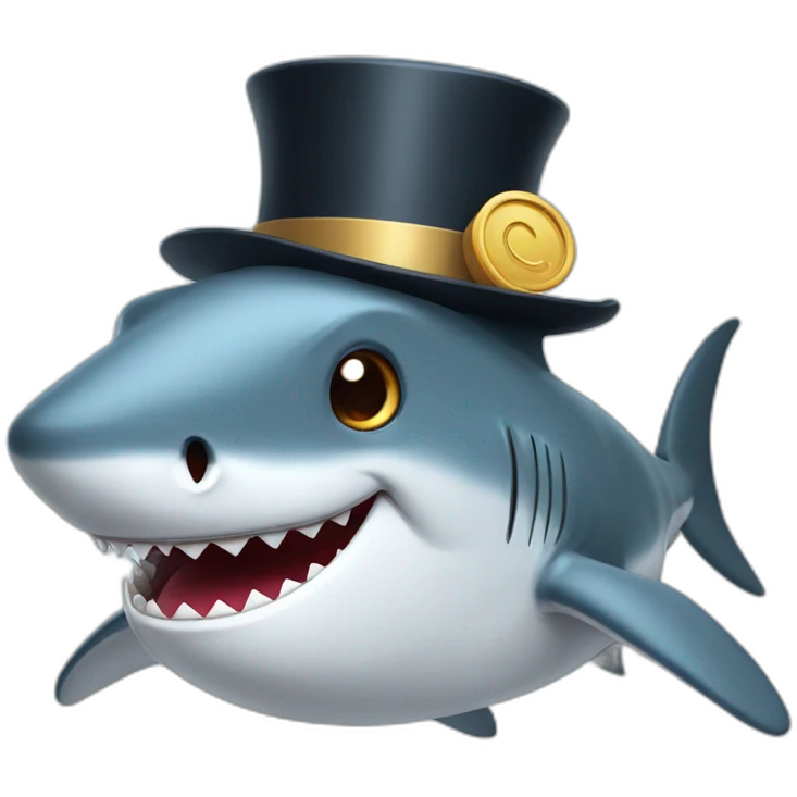 Shark with a top hat emoji