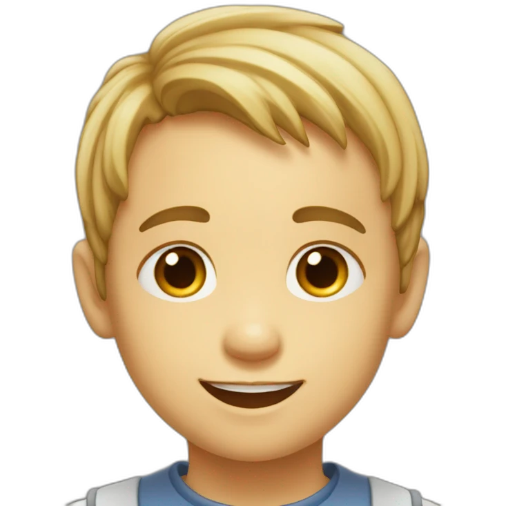 enfant garçon avec un grand sourire innocent emoji