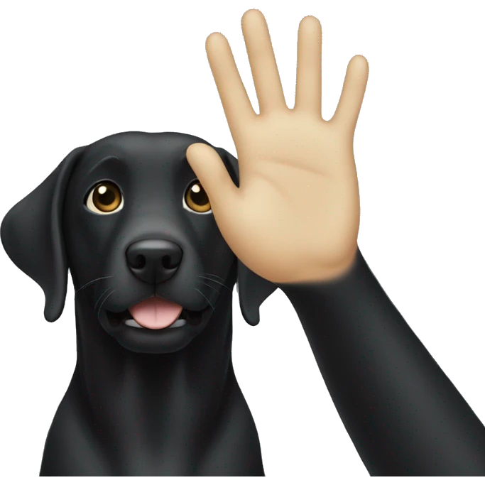 black labrador makes high five emoji