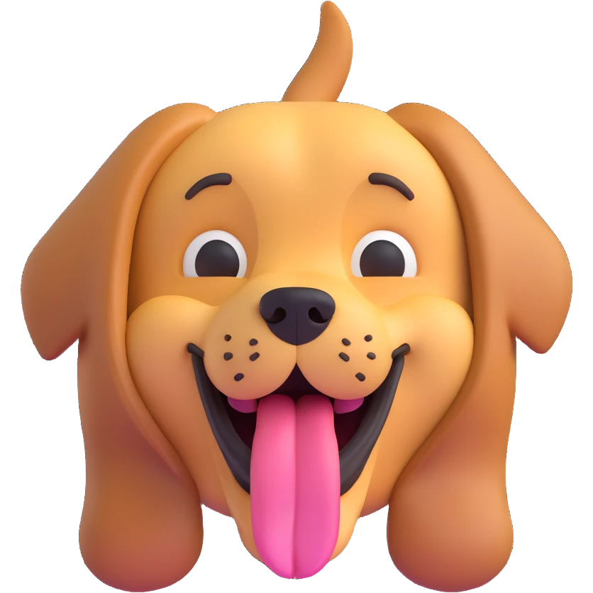animated 3D emoji of a dog with its tongue out emoji