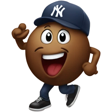 Poop wearing yankee hat dancing  emoji