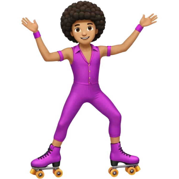 man afro hair disco clothe and roller skate emoji