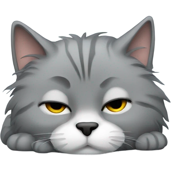 Grey fluffy cat sleeping emoji