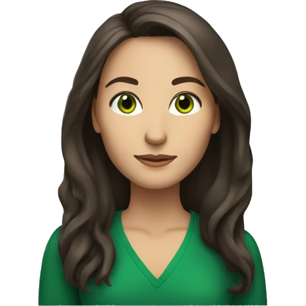 brunette medium build 42 year old teacher with green eyes and long hair emoji