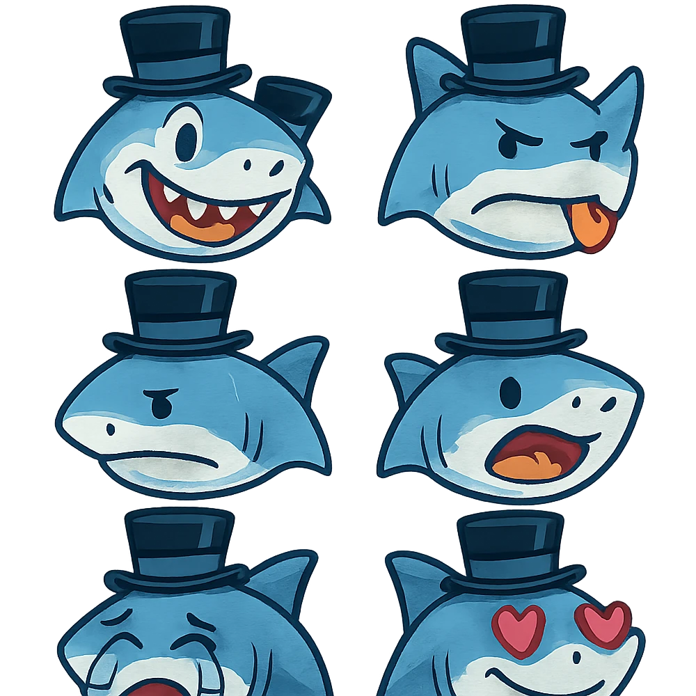 Shark with a top hat emoji
