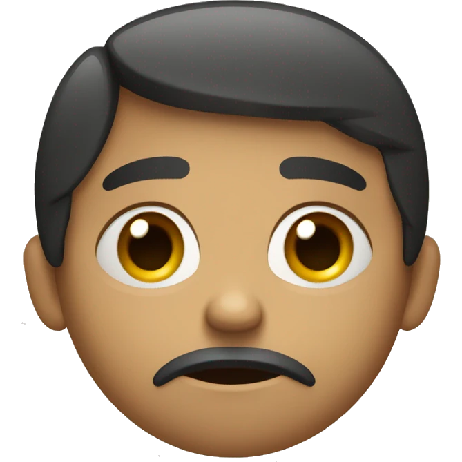 Draw a sad face: downturned eyebrows, dull eyes, frowning mouth. Simple background, natural skin tone, and focus on details that express sadness emoji