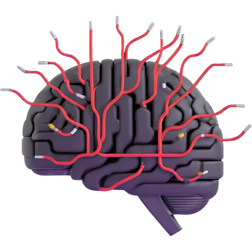 AI digital brain with circuits emoji