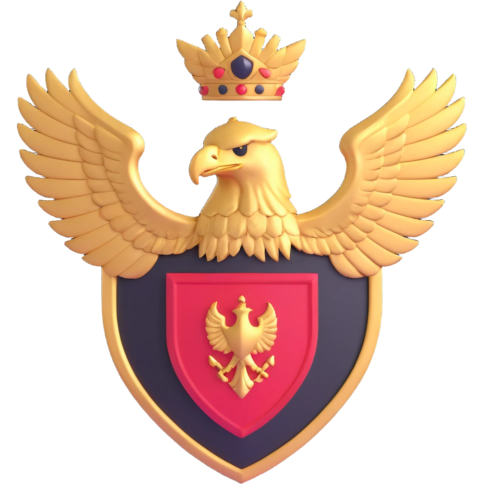 Golden eagle shield with Bellona crest, armored emoji