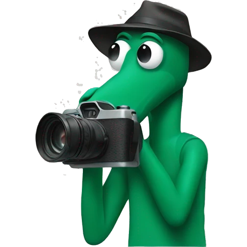 Gumby holding camera emoji