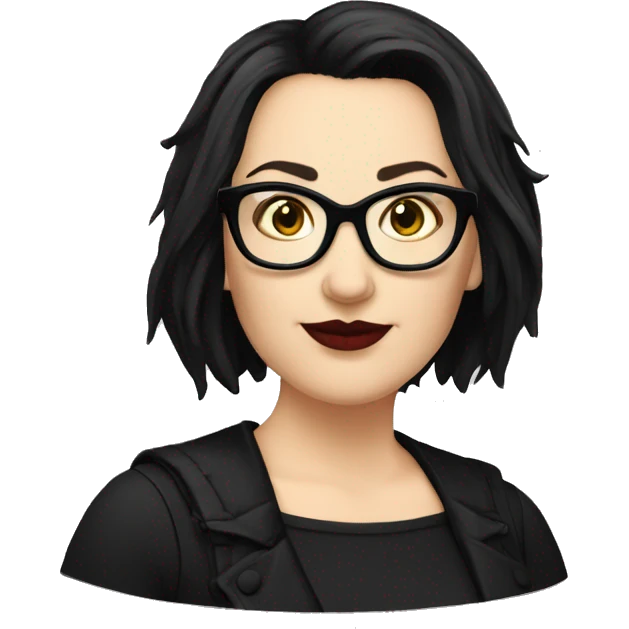 Caucasian-Mum-woman-goth-short-dark-hair-standing-wearing-glasses-plus-size emoji