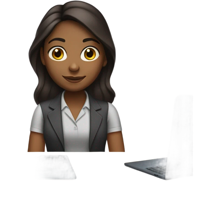 Medium hair Brown girl, computer science intern with a laptop  emoji