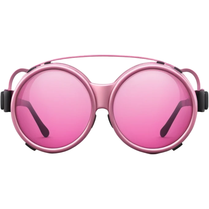 pink tinted welding goggles, round pink lenses, minimal frame, safety glasses emoji