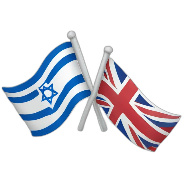 flag of israel and flag of England, waving together emoji