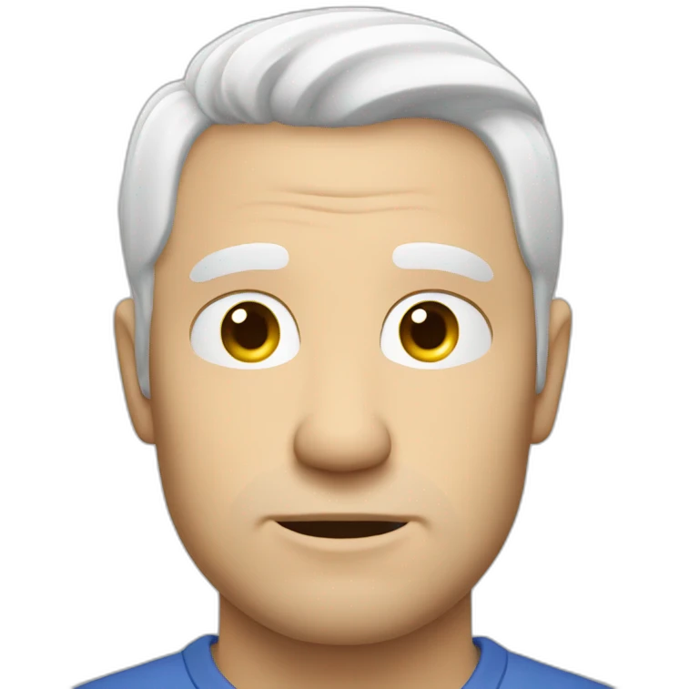 Insecure european guy with white hair wearing a shirt emoji