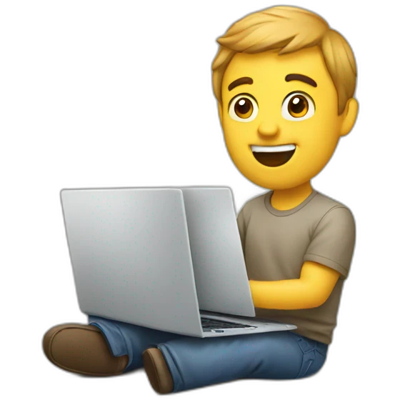 A man see a laptop and get excited emoji