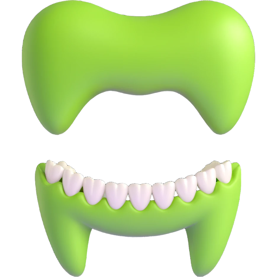 teeth with lime green braces emoji