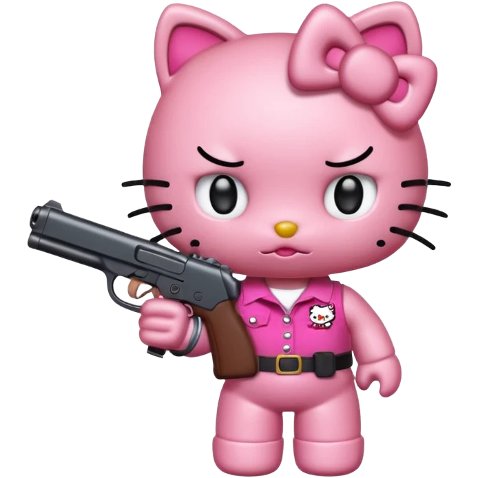 Hello Kitty character holding a gun emoji
