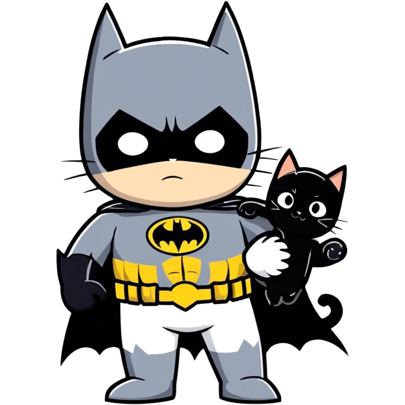 Batman holding a cat emoji